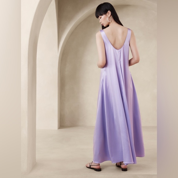 NWT Lilac Serenade Silk Maxi Dress Banana Republic  Sz XS - Picture 2 of 9